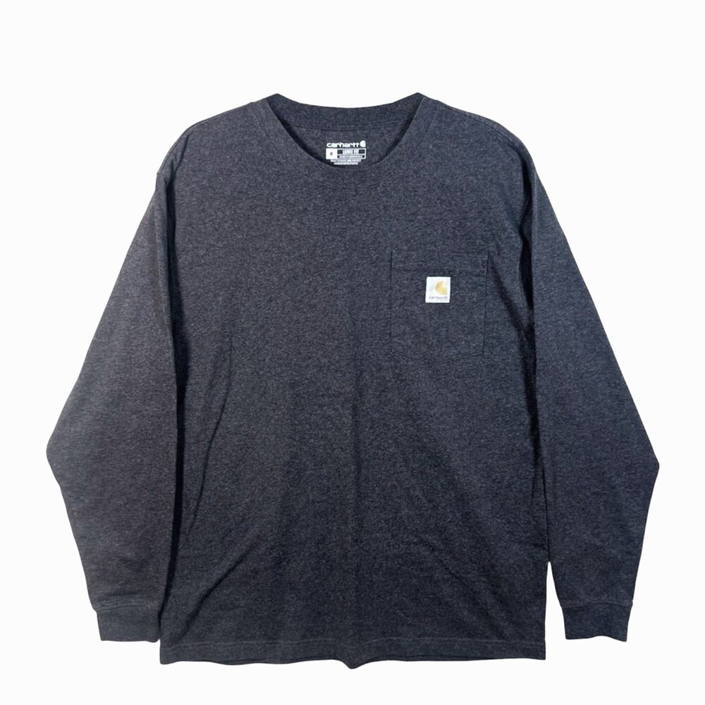 Carhartt Loose Fit Heavyweight Long Sleeve Pocket Tee Mens M Carbon Heather EUC